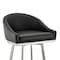 Armen Living Noran Swivel Bar Stool in Brushed Stainless Steel with Black Faux Leather 840254335707 - alternate 5